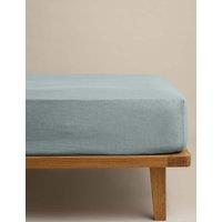 M&S Pure Linen Deep Fitted Sheet Seafoam