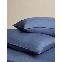 M&S 2 Pack Pure Linen Standard Pillowcases Slate Blue