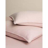 M&S 2 Pack Pure Linen Standard Pillowcases Pink