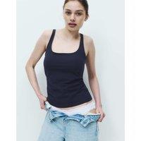 M&S Secret Support Scoop Neck Bra Vest Navy