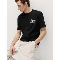 M&S Pure Cotton Club De Vacaciones T-Shirt Black