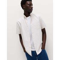 M&S Ultimate Pure Cotton Striped Oxford Shirt Ecru Mix