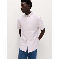 M&S Ultimate Pure Cotton Striped Oxford Shirt Antique Rose