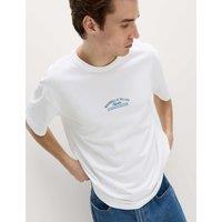M&S Pure Cotton Marbella Villas Graphic T-Shirt White