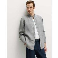 M&S Pure Linen Garment Dye Shirt Grey