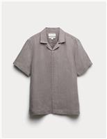 Pure Linen Herringbone Cuban Collar Shirt