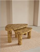 Light Burl Nest of Coffee Tables