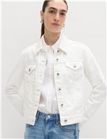 M&S Denim Collared Short Trucker Jacket Soft White