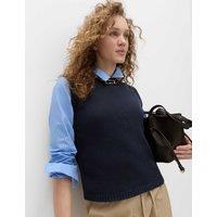 M&S Cotton Rich Slim Fit Knitted Vest Midnight Navy