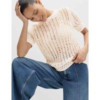 M&S Cotton Rich Textured Knitted Top Vanilla