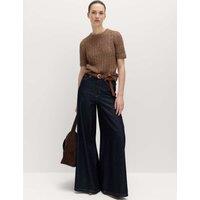 M&S Cotton Rich Textured Knitted Top Golden Brown