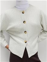 Wide Rib Cosy Button Front Cardigan