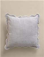 M&S Pure Cotton Large Embroidered Scallop Cushion Blue