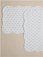 M&S Set of 2 Pure Cotton Quilted Coastal Placemats White Mix