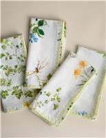 Set of 4 Cotton with Linen Floral Napkins