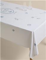 M&S Pure Cotton Coastal Embroidered Tablecloth Blue Mix