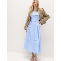M&S Pure Cotton Striped Midi Cami Dress Blue Mix