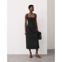 Autograph Pure Linen Structured Waisted Dress Black