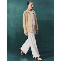Autograph Embroidered Knot Wide Leg Trousers Soft White