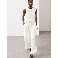 Autograph Embroidered Knot Wide Leg Trousers Soft White