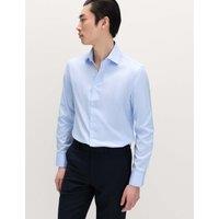 M&S SARTORIAL Extra Slim Fit Luxury Cotton Twill Shirt Blue