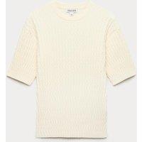 JAEGER Merino Rich Textured Knitted T-Shirt Ivory