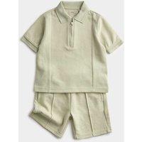 M&S 2 Piece Pique Polo & Short Set (1-8 Yrs) Light Green
