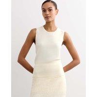 JAEGER Pure Merino Wool Knitted Vest Top Ivory