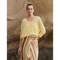 JAEGER Pure Merino Wool V-Neck Jumper Yellow