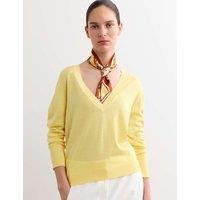 JAEGER Pure Merino Wool V-Neck Jumper Yellow