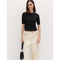 M&S Crew Neck Cropped Cardigan Black