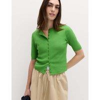 M&S Crew Neck Cropped Cardigan Grass