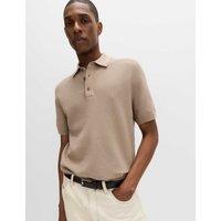 M&S Cotton Rich Regular Fit Knitted Polo Shirt Mushroom