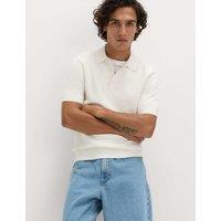 M&S Cotton Rich Regular Fit Knitted Polo Shirt Ivory