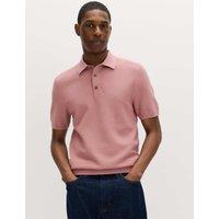 M&S Cotton Rich Regular Fit Knitted Polo Shirt Antique Rose