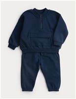 2pc Cotton Rich Half Zip Tracksuit (0-3 Yrs)