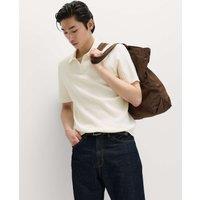 M&S Cotton Rich Rib Texture Open Neck Polo Shirt Ivory