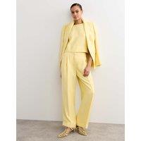 JAEGER Pleat Front Wide Leg Trousers Yellow