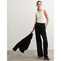 JAEGER Linen Adjustable Waist Straight Leg Trousers Black