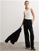 JAEGER Linen Adjustable Waist Straight Leg Trousers Black