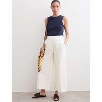JAEGER Pure Cotton Seersucker Wide Leg Trousers White