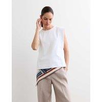 JAEGER Cotton Modal Blend Ribbed Tank Top Ivory