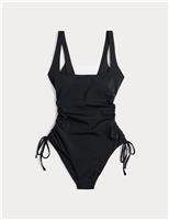 M&S Padded Drawstring Side Square Neck Swimsuit Cobalt