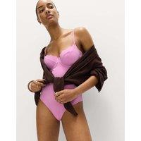 M&S Sculpt Wired Scallop Swimsuit Pink