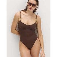 M&S Padded Beaded Scoop Neck Swimsuit Peat