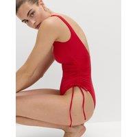 M&S Padded Drawstring Side Square Neck Swimsuit Lacquer Red