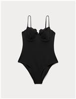 M&S Sculpt Wired Scallop Swimsuit Bright Orange