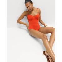 M&S Sculpt Wired Scallop Swimsuit Bright Orange