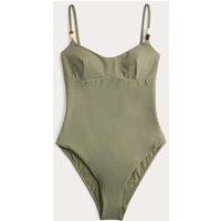 M&S Padded Beaded Scoop Neck Swimsuit Dark Khaki