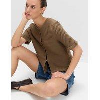 M&S Cotton Rich Ruffle Detail Cardigan Olive